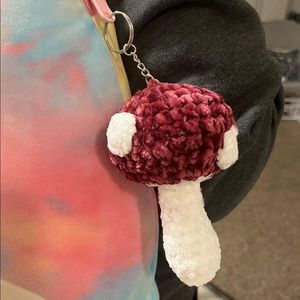 Crochet mushroom keychain